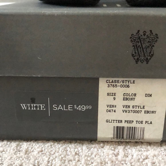 Vera Wang Black Glitter Peep toe platform heels - Picture 4 of 4